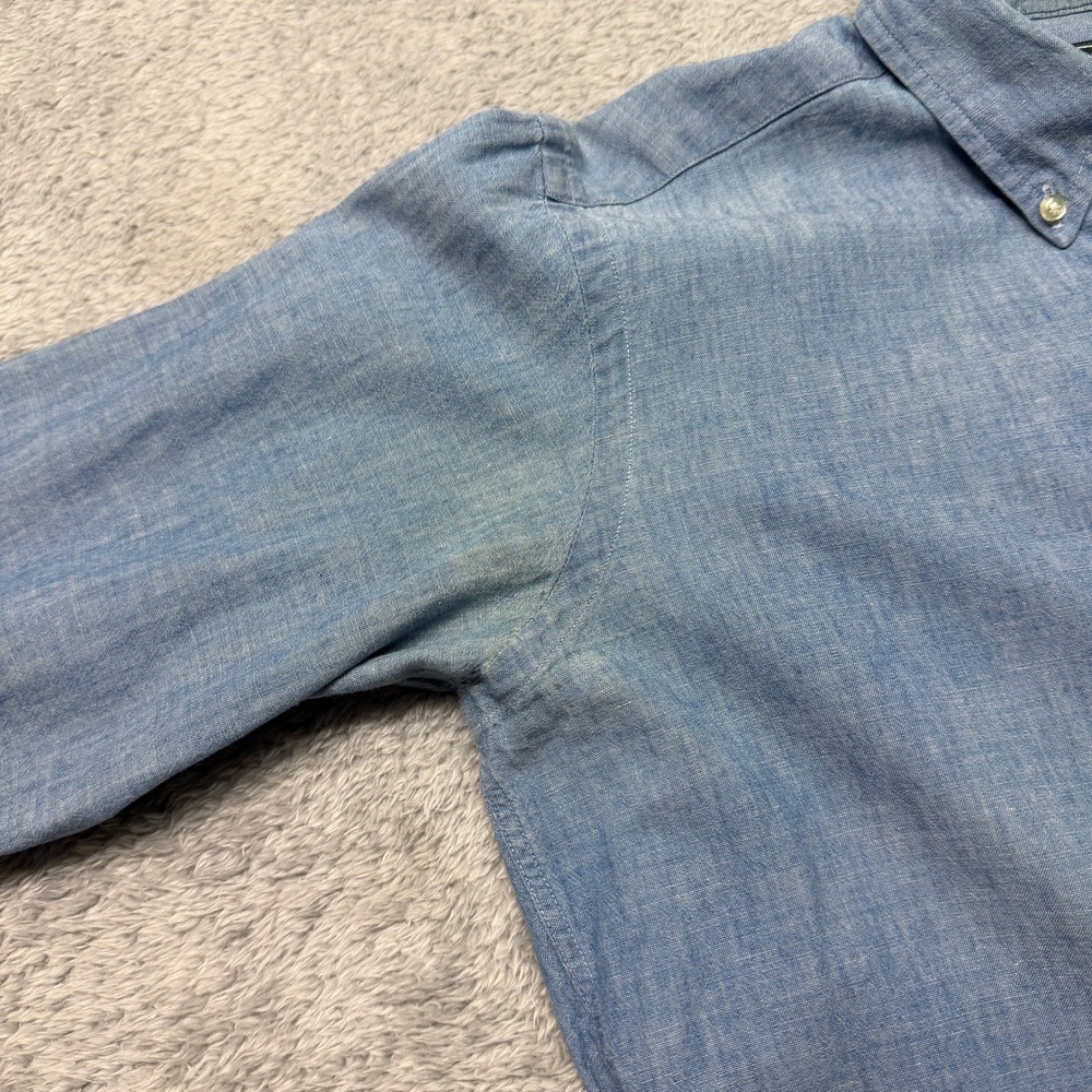 Vintage Polo Ralph Lauren Button Down Shirt Womens M Blue Chambray Pony 80s READ - Picture 4 of 12